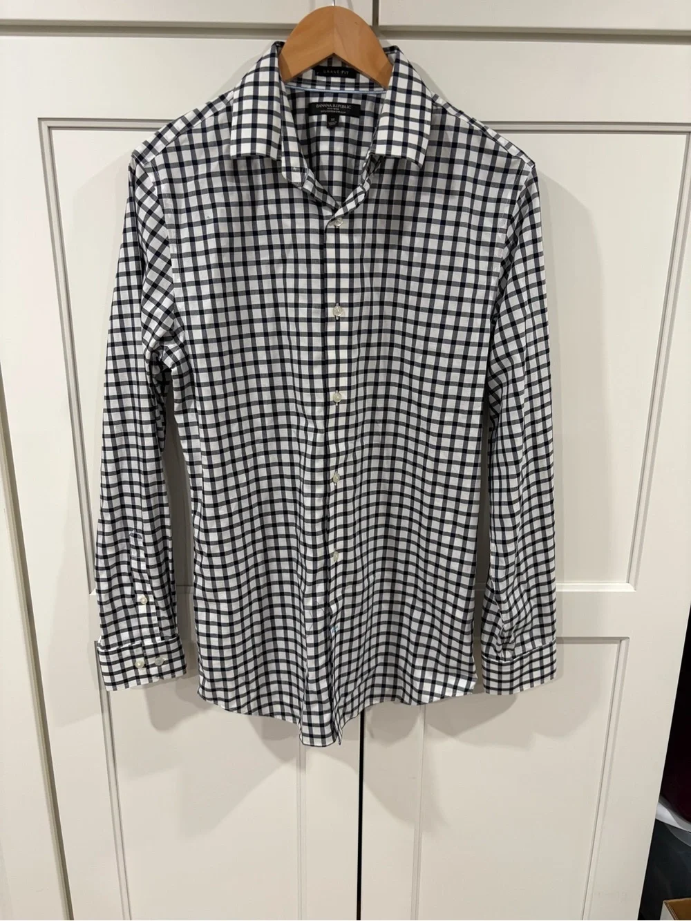Banana Republic Men’s Black & White Check Dress Shirt
